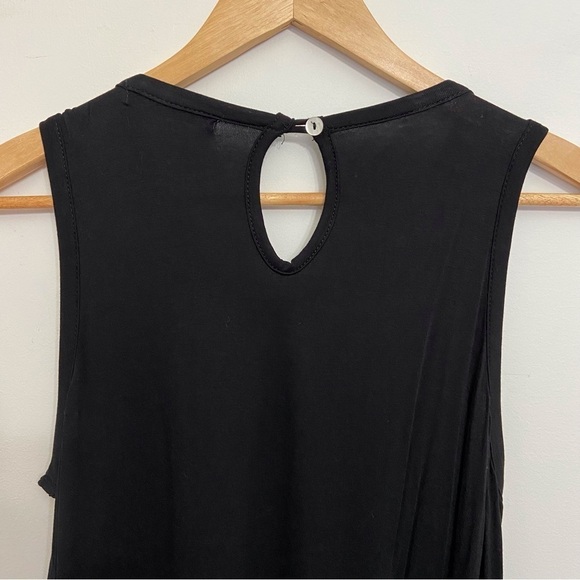 2/40$ KIM&CAMI Black white Fringe sleeveless tie dye fringe jersey lightw Medium - Picture 4 of 12